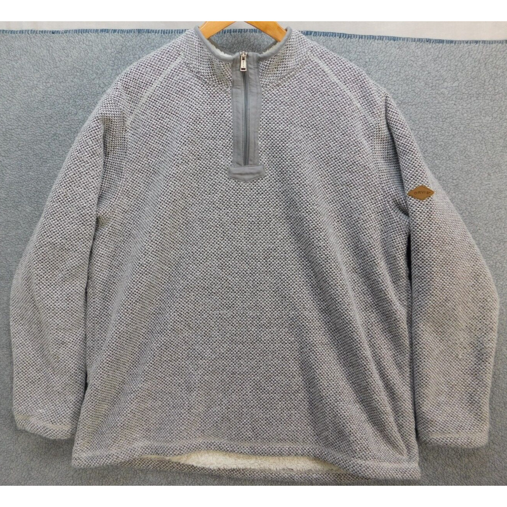Orvis Brighton Men's XXL Sherpa Fleece Lined Knit 1/4 Zip Pullover Jacket